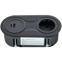 SO-Tech Einbausteckdose Oval 1 m Schwarz 1 St.