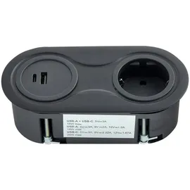 SO-Tech Einbausteckdose Oval 1 m Schwarz 1 St.