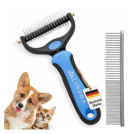 linuma Unterfellbürste für Hunde & Katzen blau