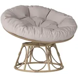 Outsunny Papasansessel Rattan 360° drehbar Korbsessel mit Sitzkissen Durchmesser 100 cm runder Outdoor Rattansessel Drehsessel Loungesessel Liegesessel für Wohnzimmer Garten Balkon Hellgrau