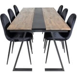 ebuy24 Jakarta Essgruppe Esstisch Teak und 6 Polar Esszimmerstühle Velour schwarz.