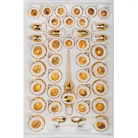Christbaumkugeln-24.de 39 TLG. Glas-Weihnachtskugeln Set in Hochglanz Vintage Gold