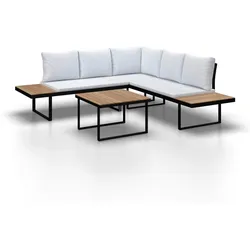 Loungegarnitur Elia Hellgrau Holz/Textil/Metall