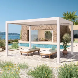 primeyard Pergola in Weiß; mit Lamellendach in Weiß - (400117)