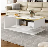 stilvora Couchtisch Weiß MDF 90 x 32,5 x 50 cm