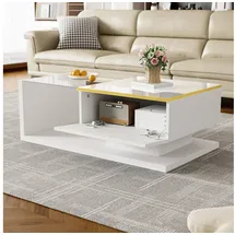 stilvora Couchtisch Weiß MDF 90 x 32,5 x 50 cm
