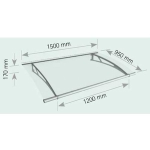 Schulte LT-Line Vordach 1500 Acrylglas satiniert Stahl anthrazit Überdachung