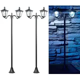 Royal Gardineer 2er-Set Solar-LED-Gartenlaterne, 2 flammig, PIR- & Dämmerungssensor