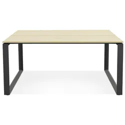 Kadima Design Bürotisch 160x160 cm  Quadratisch Edel Großraumbüro  Ergonomisch Design  Beige-Schwarz  Arbeitstisch