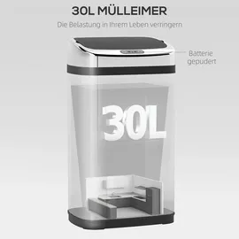 Homcom Sensor-Mülleimer 30l silber