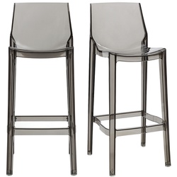 Tabourets de bar design transparents gris intérieur - extérieur H75 cm (lot de 2) YLAK