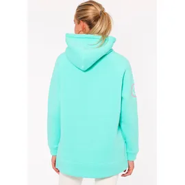 Zwillingsherz Hoodie Meer Strand Küste mit Kapuze, Pailletten-Schriftzug und aufgesticktem Anker-Motiv grün S/M (36/38)