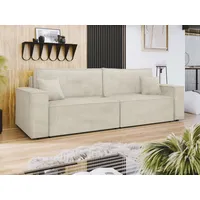 MIRJAN24 Schlafsofa Karl Cord, mit zwei Bettkästen und Schlaffunktion, Rückenlehne in Form beweglicher Kissen beige