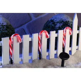 Lunartec Solar-Gartenstecker Zuckerstange 3er Set
