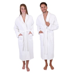 Betz Bademantel Saunamantel für Herren und Damen mit Schalkragen BERLIN, 100% Baumwolle, Schalkragen, Gürtel weiß L/XL