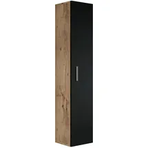 Badplaats - Badezimmer Badschrank Pluto 150cm Eiche Kastanie mit 1 Tür Kastanien Schwarz