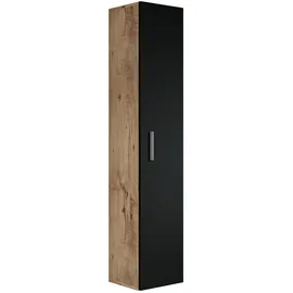 Badplaats - Badezimmer Badschrank Pluto 150cm Eiche Kastanie mit 1 Tür Kastanien Schwarz