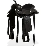 Vidaxl Westernsattel Mit Zaumzeug Und Brustgurt Echtes Leder 12 Zoll Schwarz