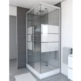 Marwell Komplettdusche Eckdusche 80 x 110 cm rechts 215 cm silber transparent