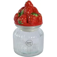 Decoris Glasdose mit Deckel Erdbeerform 19cm - Vorratsdose Glas