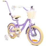 Sun Baby Mädchenfahrrad 14 Zoll Glocke Zusatzräder Schubstange, Flower Bike lavendel