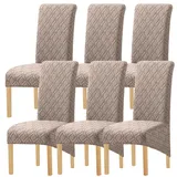 MINGPINHUIUS Stuhlhussen – Hochelastische Stuhlhussen, hohe Rückenlehne, Esszimmerstuhlhussen, XL-Stuhlhussen, 6er-Set, Esszimmerstuhlhussen für Esszimmer, Hochzeit, Hotel, Bankett, Party (Sandfarben)