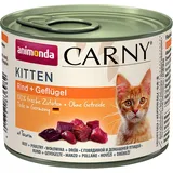 Carny Katzen Nassfutter Kitten Geflügel + Rind (12 x 200g), Kitten Katzen Nassfutter ohne Getreide und Zucker von animonda für wachsende Kätzchen bis 1 Jahr, mit frischen Zutaten