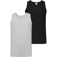FRUIT OF THE LOOM FRUIT OF THE LOOM, Herren, Gr. S, schwarz, erdgrau, Single Jersey, Obermaterial: 100% Baumwolle, unifarben, schmal hüftbedeckend, Rundhals, Tops Tanktop, aus reiner Baumwolle