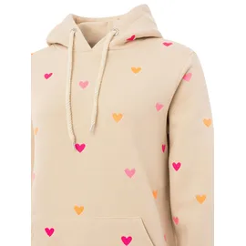Zwillingsherz Hoodie ""Hearts"", Damen, Gr. SM (S/M), beige (hellbeige), Sweatware, Obermaterial: 50% Baumwolle, 50% Polyester, regular fit hüftbedeckend, ohne Ausschnitt, angesetztes Bündchen, Sweatshirts Hoodie, mit Mini Me Style für Mütter & Töchter