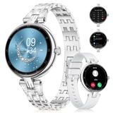 LIGE Smartwatch Damen IP68 Wasserdicht mit Telefonfunktion Anruf 1.106 Zoll Touchscreen AI Sprachassistent Blutdruck/Herzfrequenz/Spo2 Schlafmonitor Fitness Tracker Elegant Diamant Smartwatch Damen