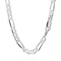 NKlaus Silberkette 70cm 925 Sterling Silber Kette Figaro Massiv 5248 Panzerkette 5,10mm 3 (1 Stück), Made in Germany silberfarben