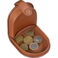 Benthill Kleine Münzbörse Leder | Lederbörse für Münzen | Echt Leder Kleingeldschütte für Münzen | Wiener-Schachtel | Schüttelbörse - Braun