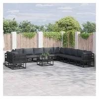 vidaXL Garten-Lounge-Set 11-tlg. schwarz Aluminium