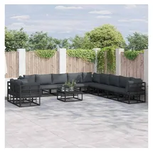 vidaXL Garten-Lounge-Set 11-tlg. schwarz Aluminium