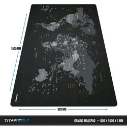 Titanwolf XXXL Übergröße Mauspad 1500x800mm, XXXL Großformat, Schreibtischauflage, gummierte Rückseite, rutschfest und abwaschbar, Gaming, Präzision