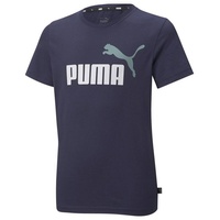 Puma Jungen T-Shirt - ESS+ 2 Col Logo Tee, Rundhals, Kurzarm, uni Blau (Peacoat-mineral) 104