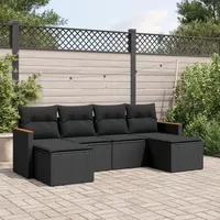 Gecheer 6-TLG. Gartenlounge Set Polyrattan, Balkonlounge Set Rattan, Loungemöbel Garten, Gartenmöbel Lounge Sofa, Gartensofa, Kissen, Polyrattan