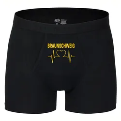multifanshop Herren Boxer Short - Braunschweig - Herzschlag - Druck gelb - Unterwäsche