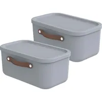 Rotho 2er-Set Aufbewahrungsbox 12 l, Kunststoff, hellblau, 12 39,5