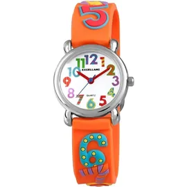 Excellanc Kinderarmbanduhr, Silikonarmband - Silber/Orange