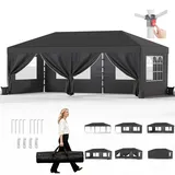 JUMMICO Pavillon 3x6 Wasserdicht Stabil Winterfest Höhe Verstellbar,Faltpavillon mit 6 Seitenwänden,Pavillion UV Schutz 50+,Gartenpavillon Faltzelt für Garten, Innenhof, Camping,Gazebo Grau
