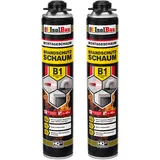 Isolbau - Bauschaum B1 - Montageschaum - PU-Schaum 2 x 750 ml - Pistolenschaum - 1K Brandschutzschaum - Dämmschaum - Abdichtung, Wärmedämmung und Schalldämmung