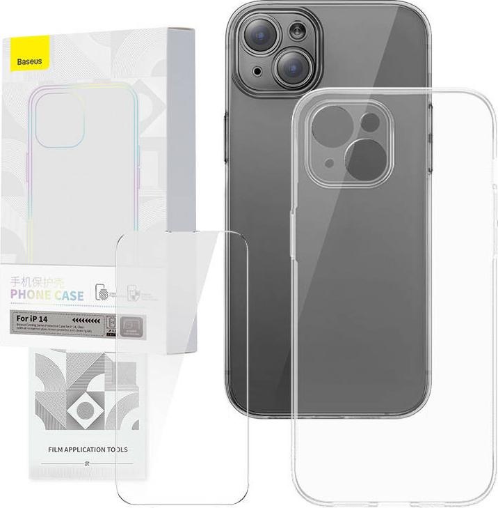 Baseus Transparent Case and Tempered Glass set Corning for iPhone 14 (iPhone 14), Smartphone Hülle, Transparent