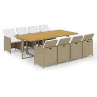 vidaXL Garten-Essgruppe 9-tlg. Beige