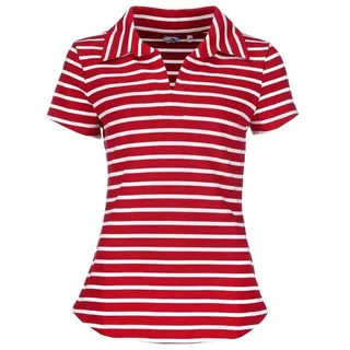 modAS T-Shirt Damen Kurzarm-Shirt gestreift mit Polokragen - Sommershirt Streifen rot 46