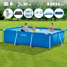 Intex Pool mit rechteckigem Rahmen 300 x 200 x 75 cm mit Zubehör – 2827297 Blau No Size