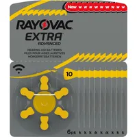 Rayovac 60x Rayovac Hörgerätebatterie Zinc Air, 10, 1.4V Extra