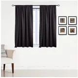 Woltu Gardine Kräuselband 135 x 175 cm Schwarz 2 St.