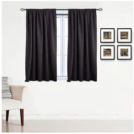 Woltu Gardine Kräuselband 135 x 175 cm Schwarz 2 St.