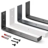 Holzbrink - Metall Regalträger Regalhalter für Wandregal, Wandhalterung grau 300mm, 2 Stück, HLR-J-300-7016